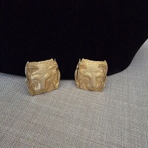 Vintage Parklane Lion Head Vintage Gold Earrings